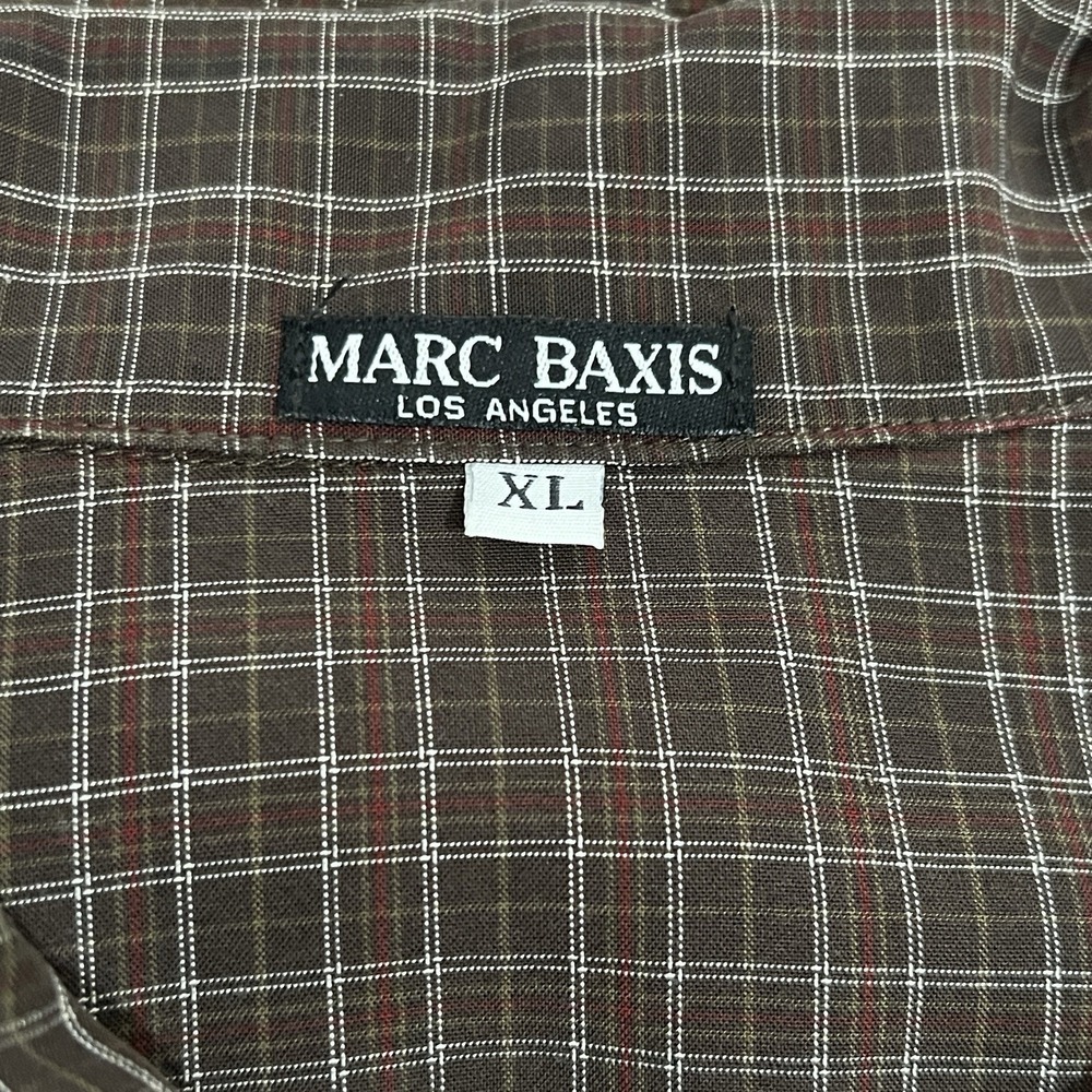 VTG Marc Baxis Los Angeles‎ Micro Plaid Button Short Sleeve Shirt Men Size XL - Picture 2 of 8